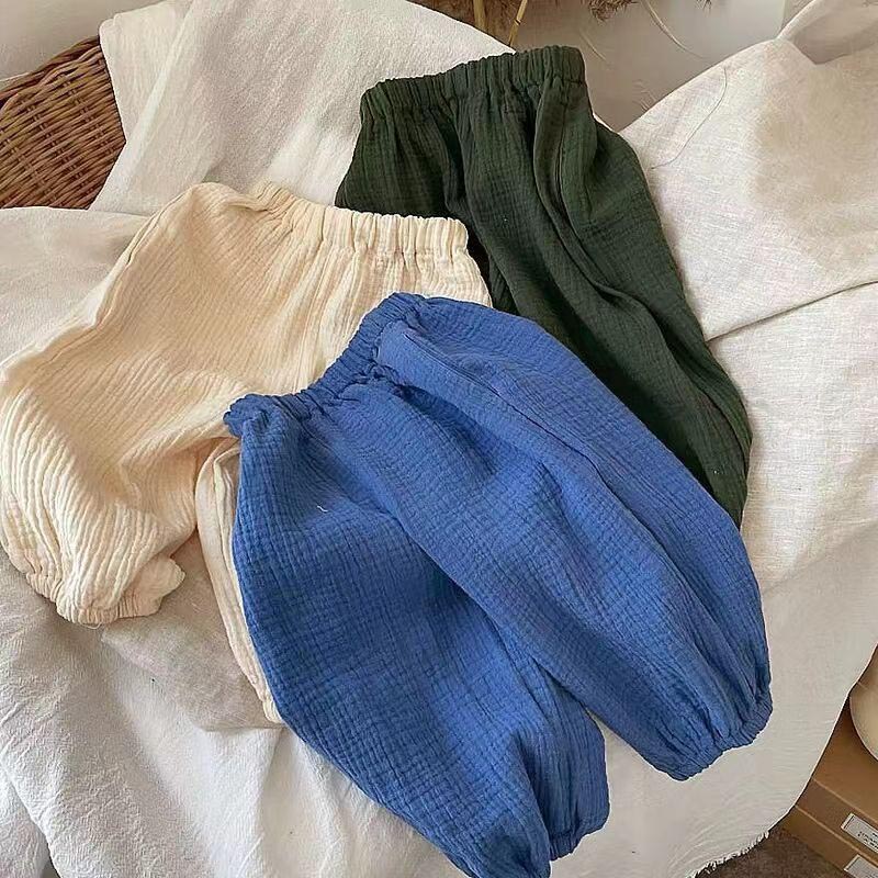 Toddler Gauze Solid Color Simple Pants