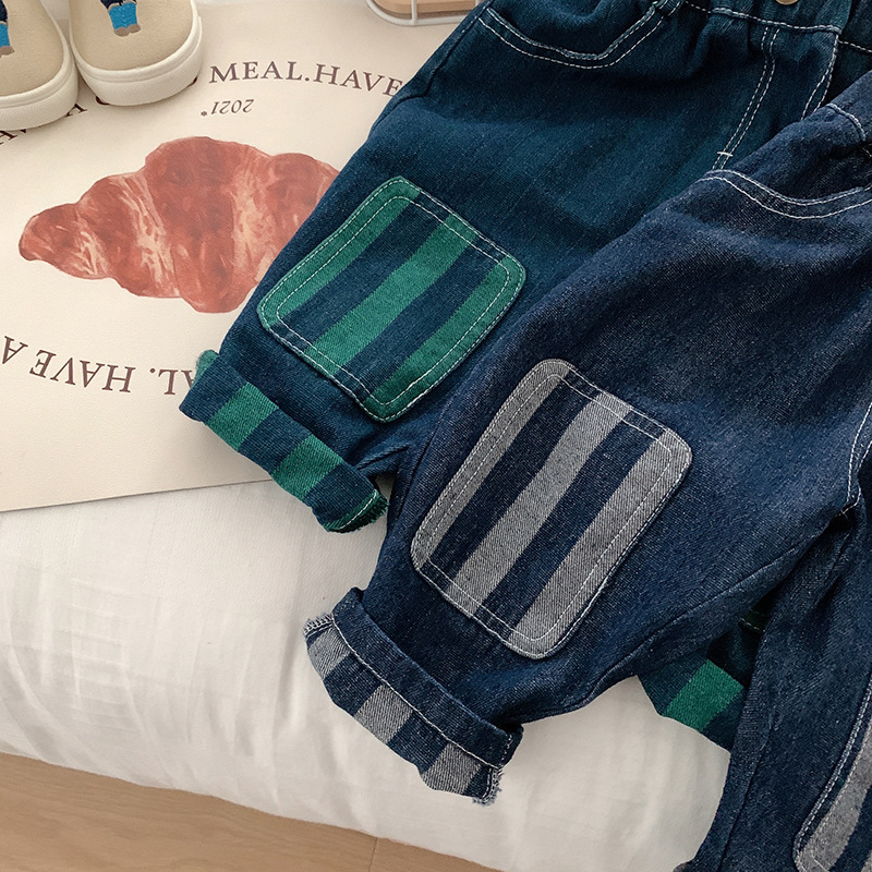 Kid Contrast Stripes Denim Pants