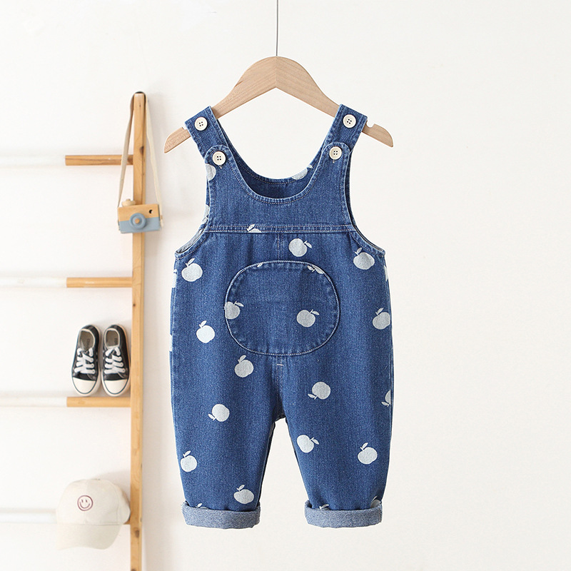 Baby Toddler Apple Denim Overalls