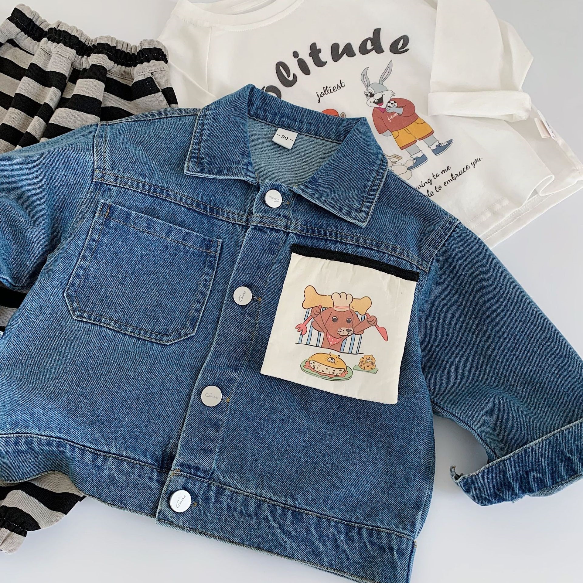 Toddler Dog Patchwork Denim Jacket 