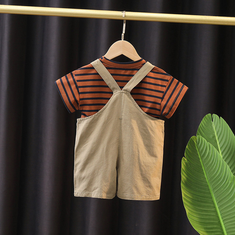 [Copy]Baby Kid 2-Piece Green Dinosaur Striped Set
