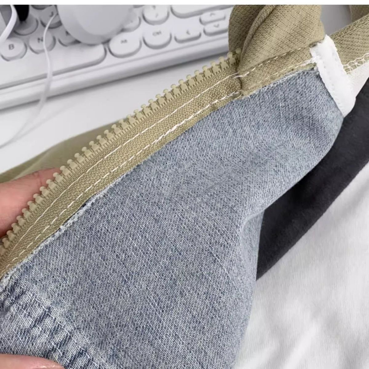 Toddler Paneled Hooded Denim Jacket