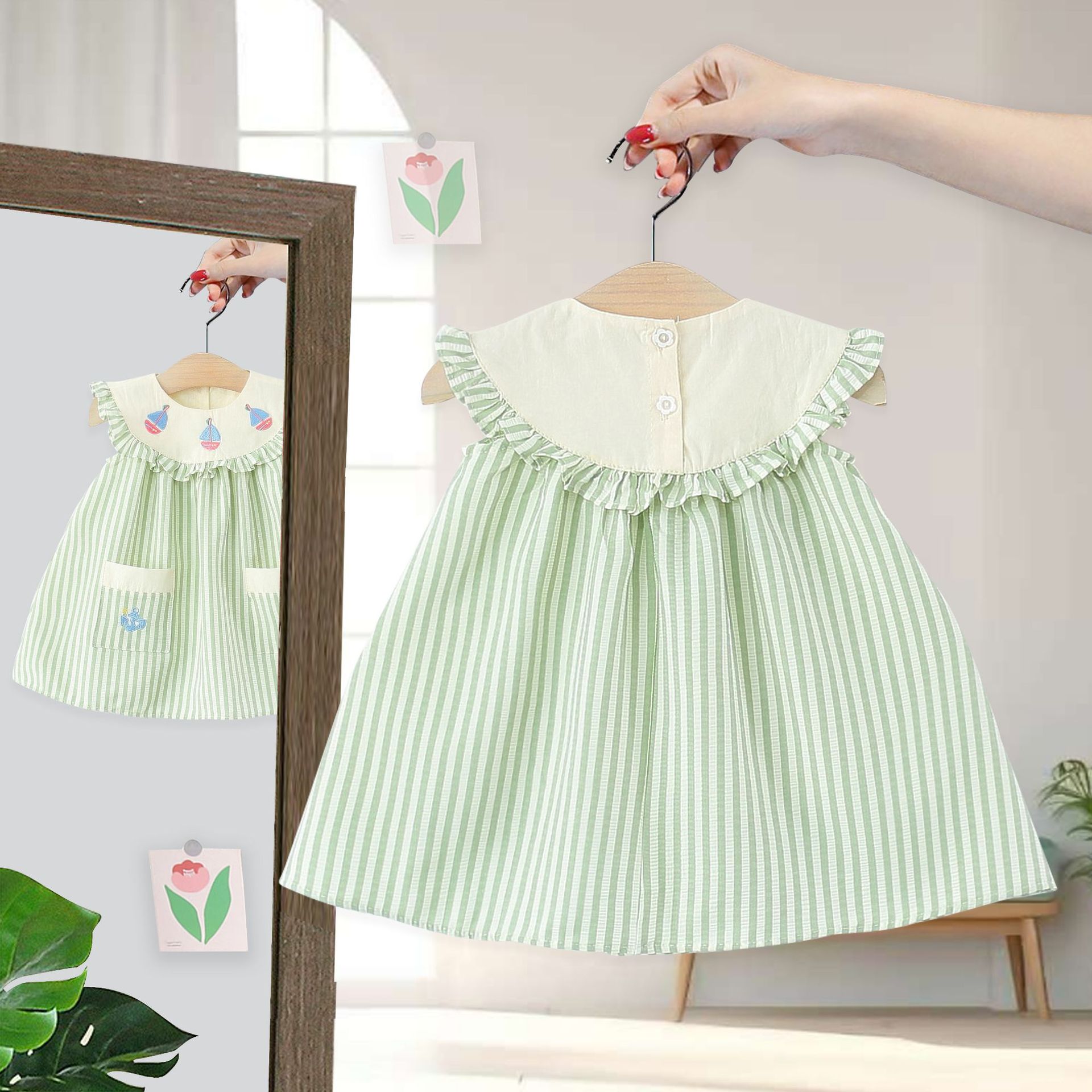 Baby Sailboat Striped Sleeveless Dress