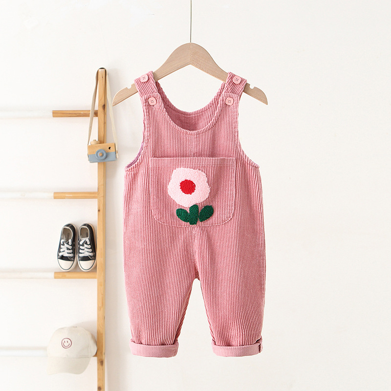 Baby Toddler Florals Embroidery Overalls