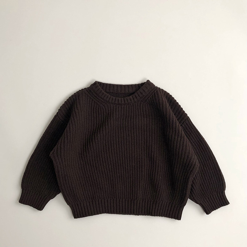 Kid Solid Color Knitted Sweater