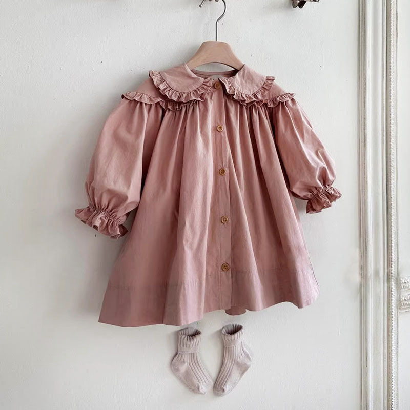 Baby Toddler Lapel Long Sleeves Dress