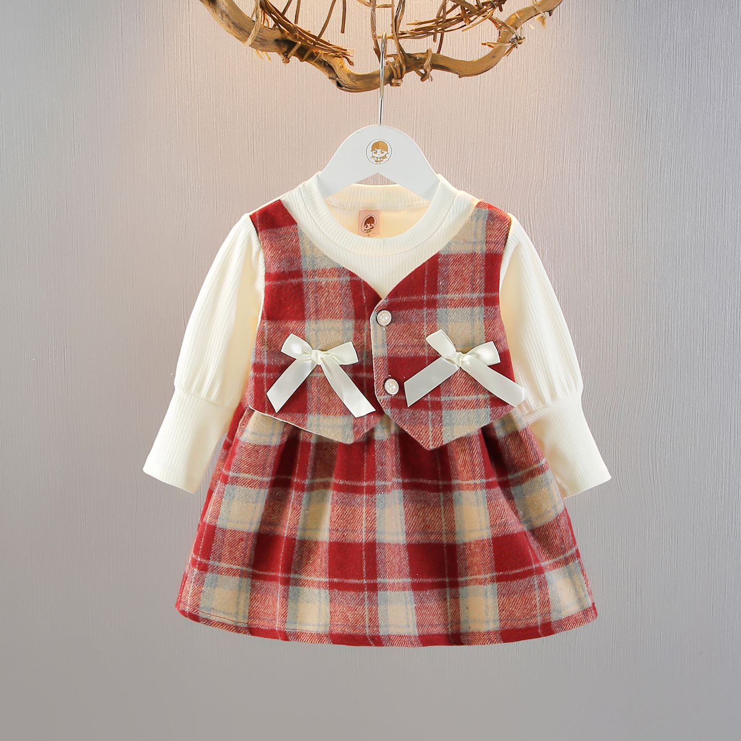 Baby Toddler Bow Plaid Dress