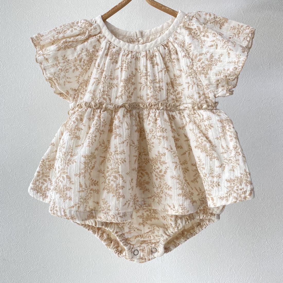 Baby Floral Skirted Beige Bodysuit