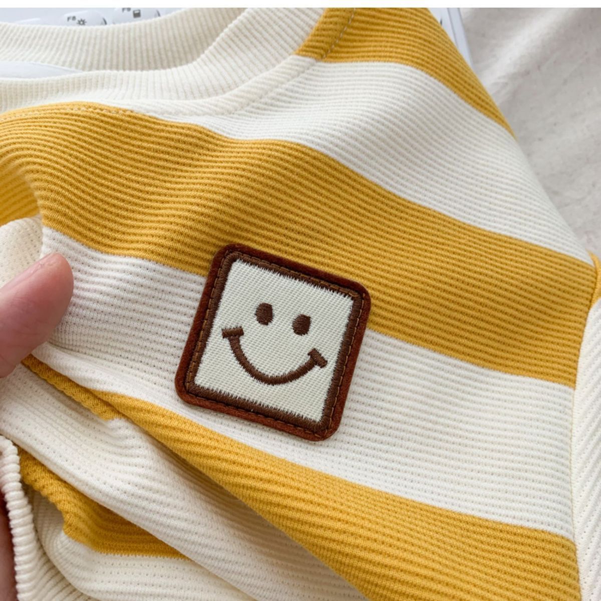 Toddler Boy Yellow Striped Smiley Face Sweatshirt