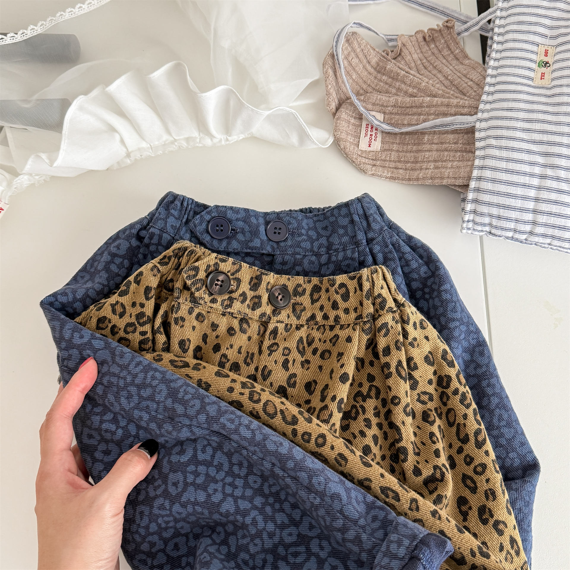 Kids Leopard Print Wide Leg Pants
