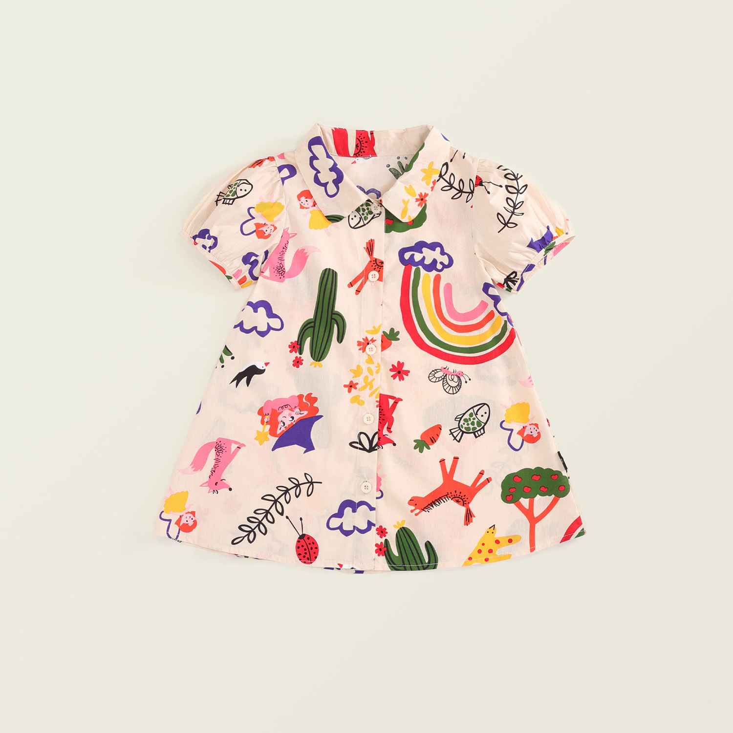 Kid Girl Animal Cactus Rainbow Pattern Dress