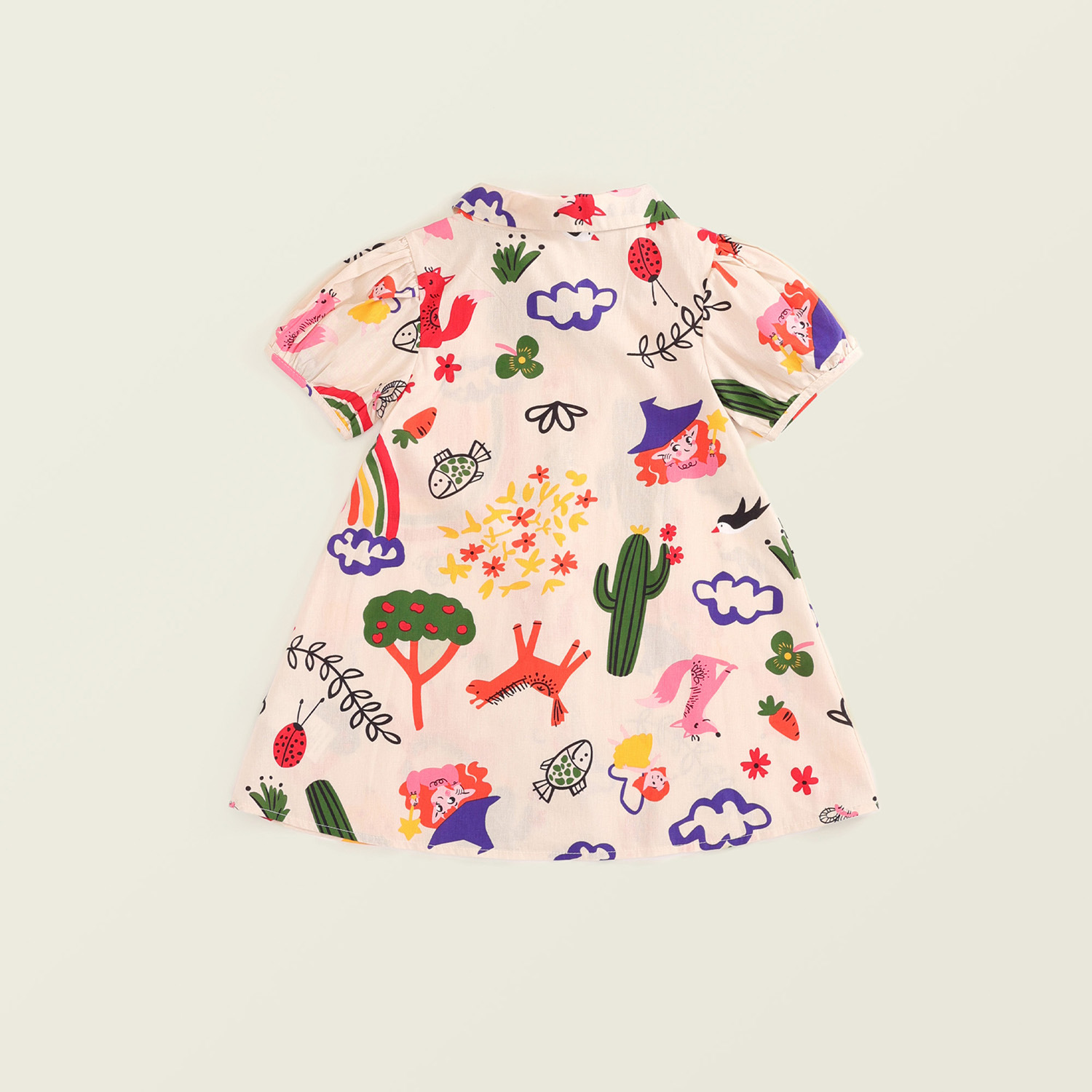 Kid Girl Animal Cactus Rainbow Pattern Dress