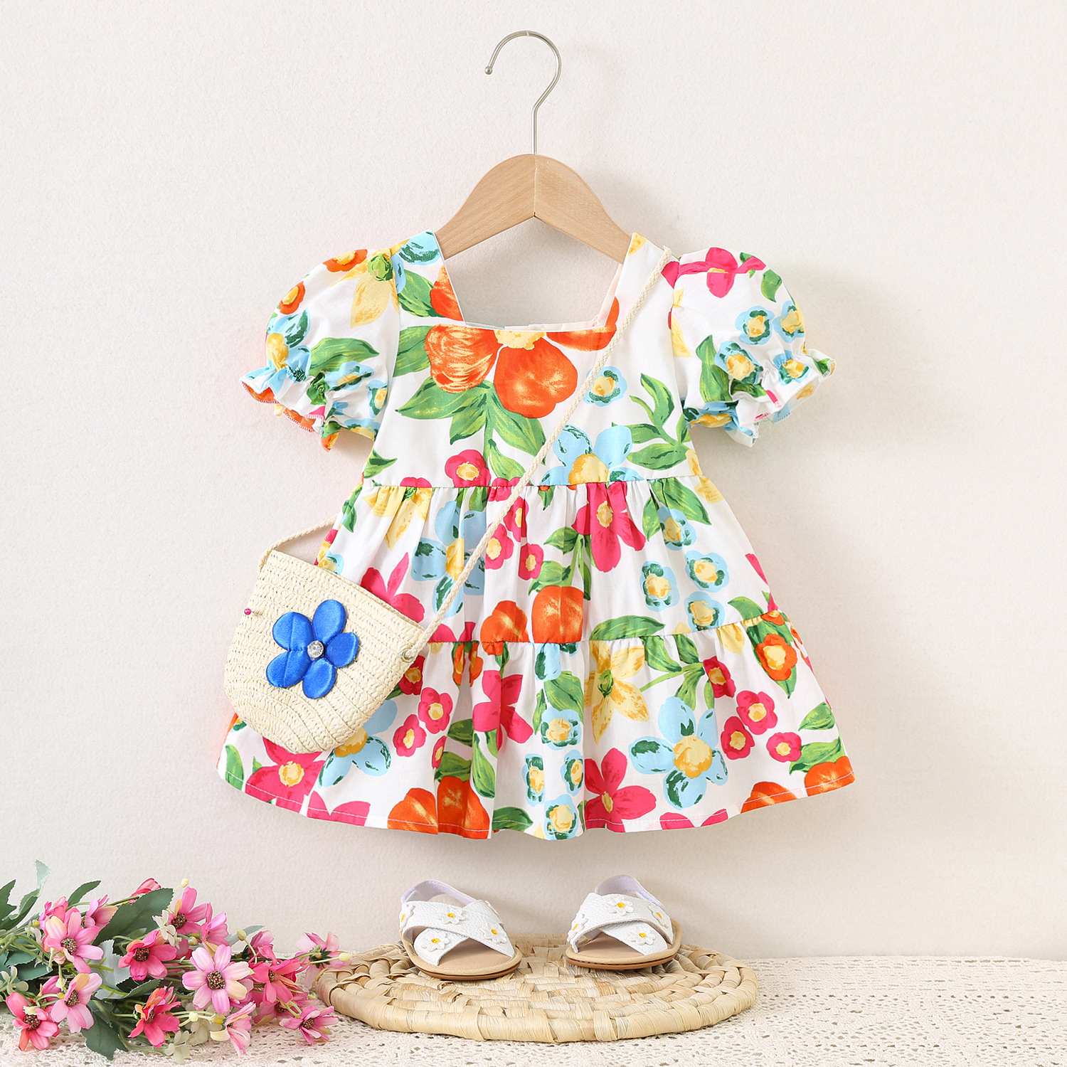 Baby Flowers Dress with Bag