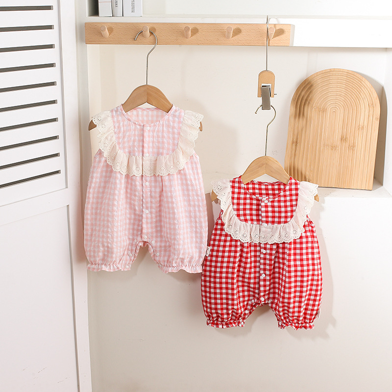 Baby Girl Plaid Sleeveless Romper