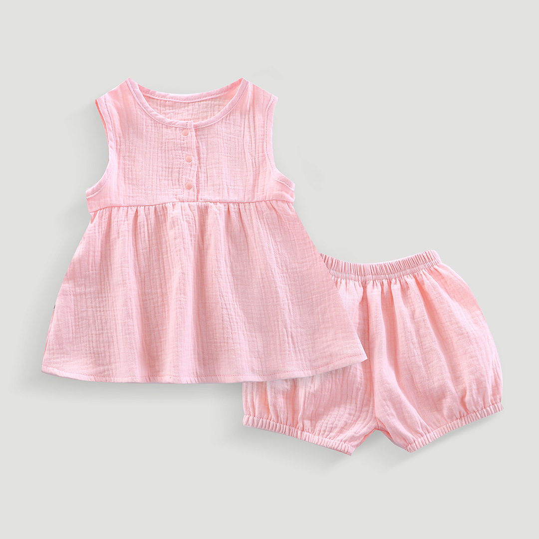 Toddler 2-Piece Solid Color Sleeveless Gauze Set