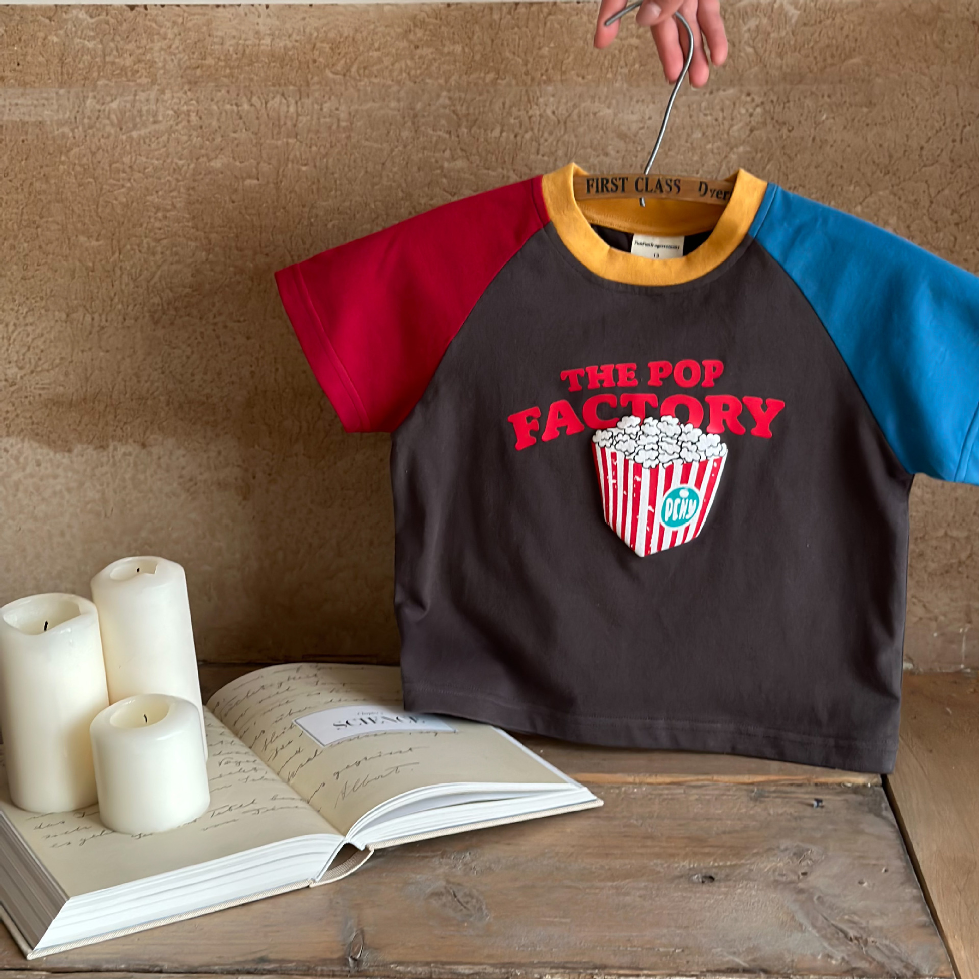 Kid Pizza Popcorn Pattern T-Shirt