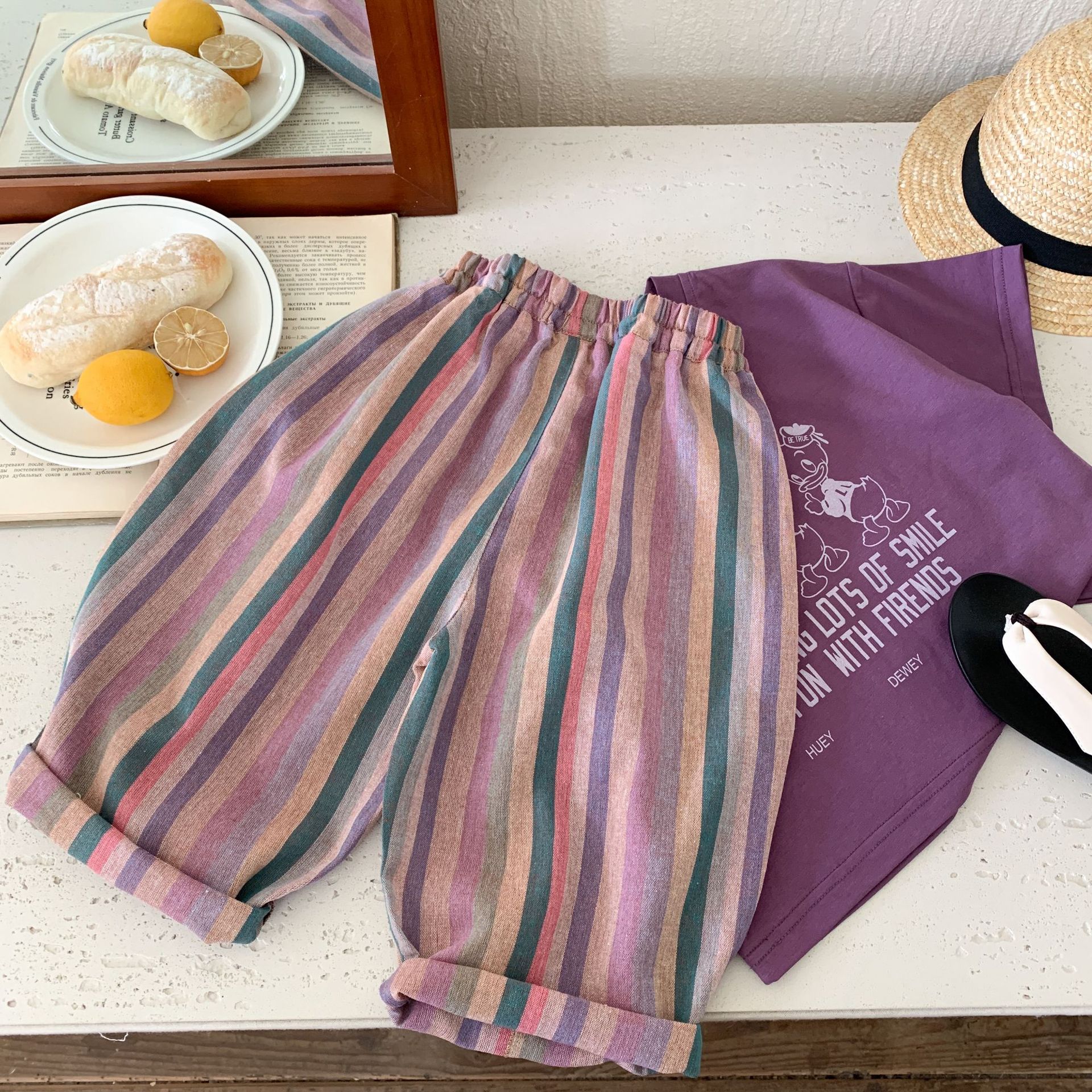 Toddler Purple Striped Pants