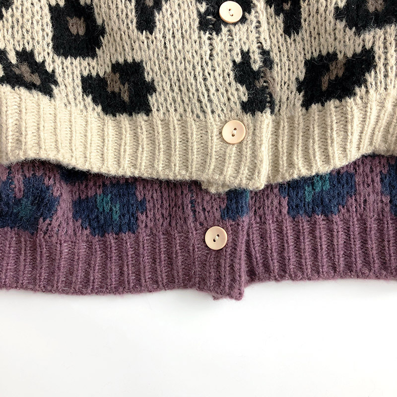 Kid Leopard Print Cardigan Sweater