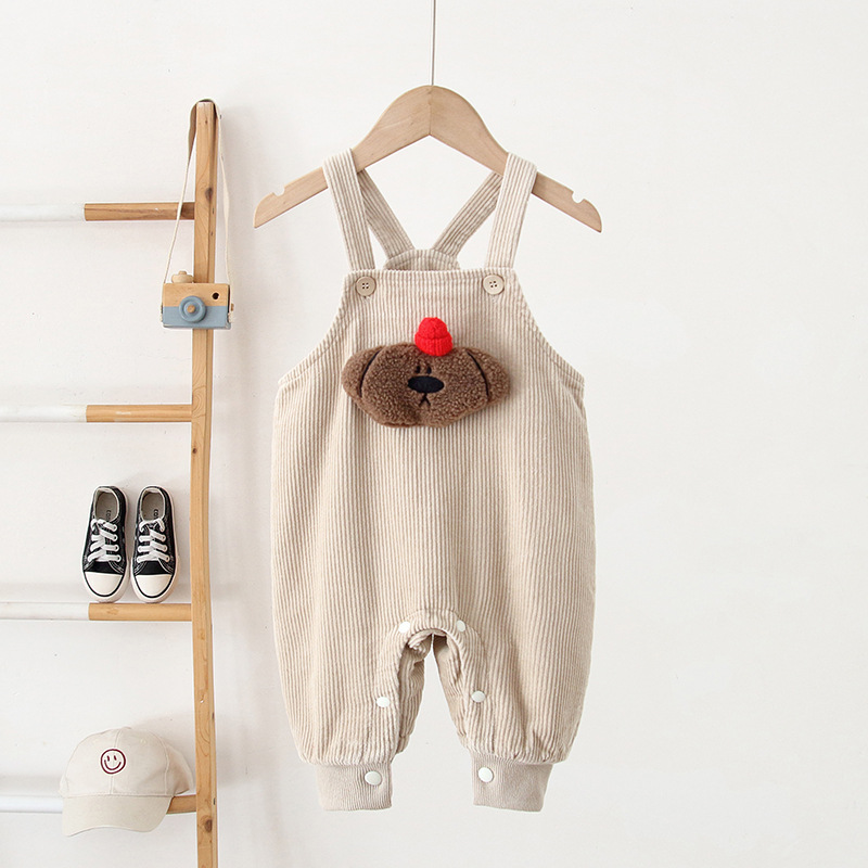 DailyBebe Kids Cute Animal Solid Color Corduroy Overalls