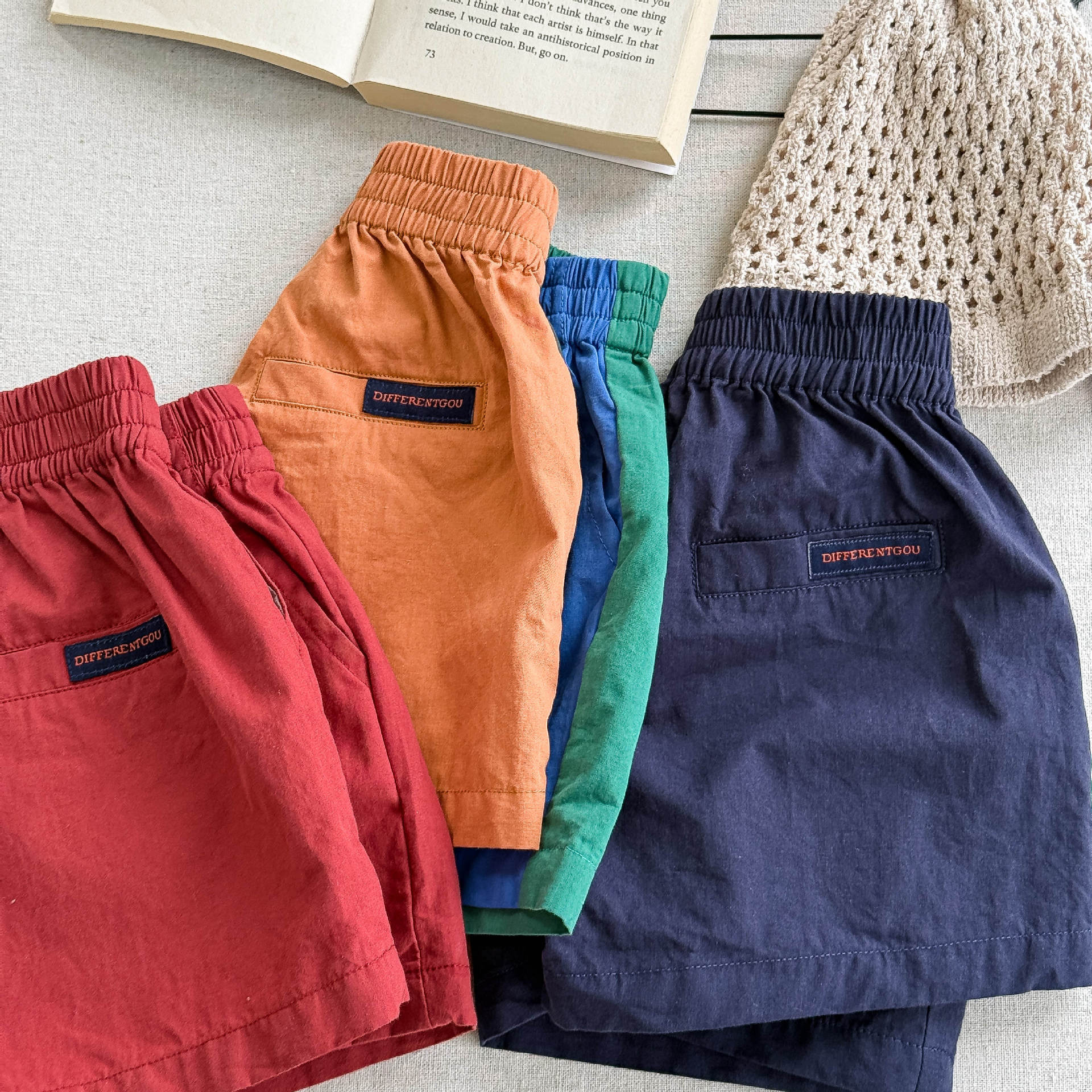 Toddler Penguins Embroidery Contrast Shorts