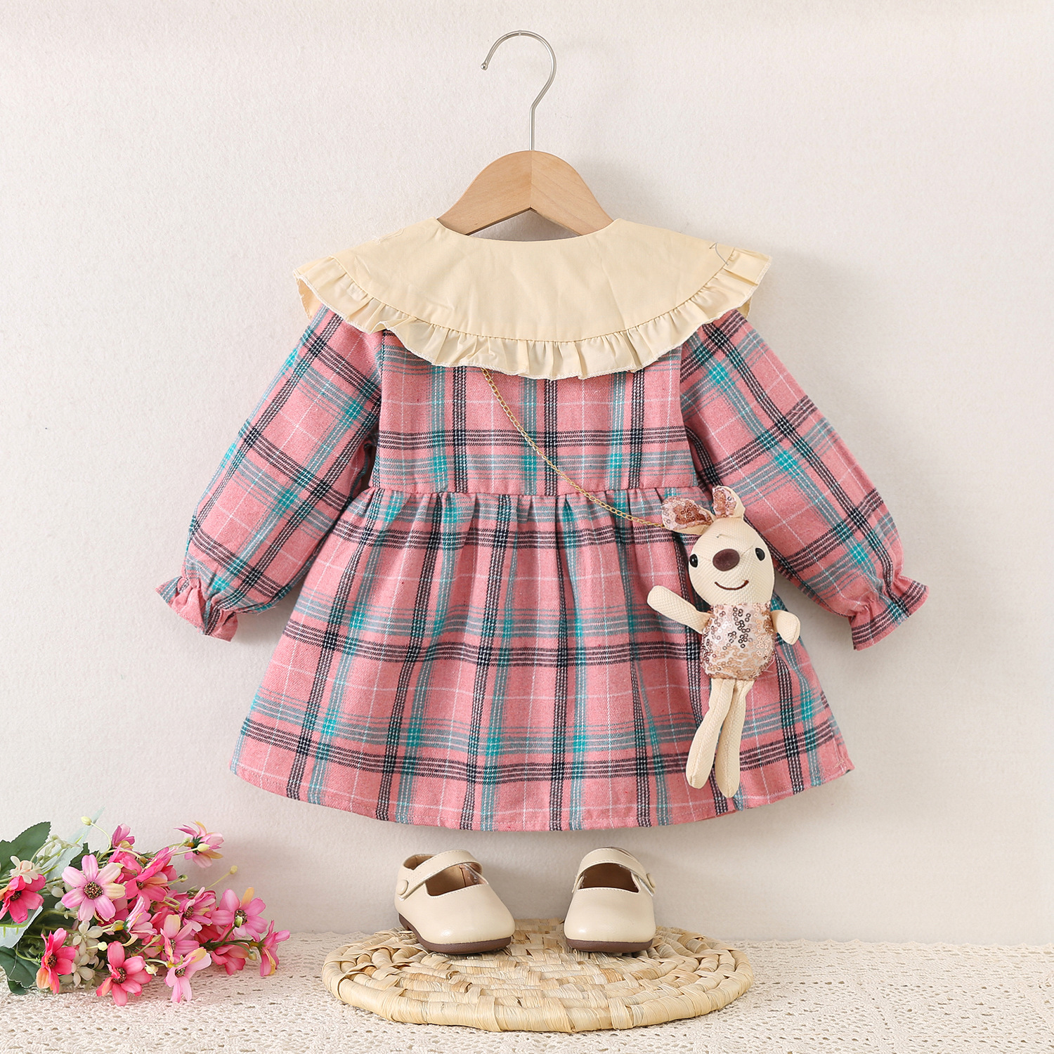 Baby Toddler Girls Paild Princess Dress (Give a doll）