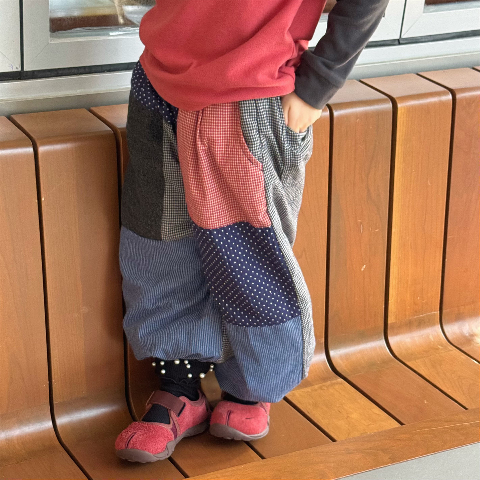 Kids Warm Patchwork Casual Pants