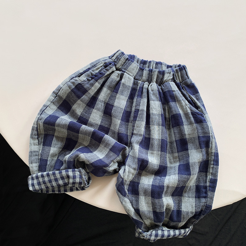 Toddler Kid Blue Plaid Pants