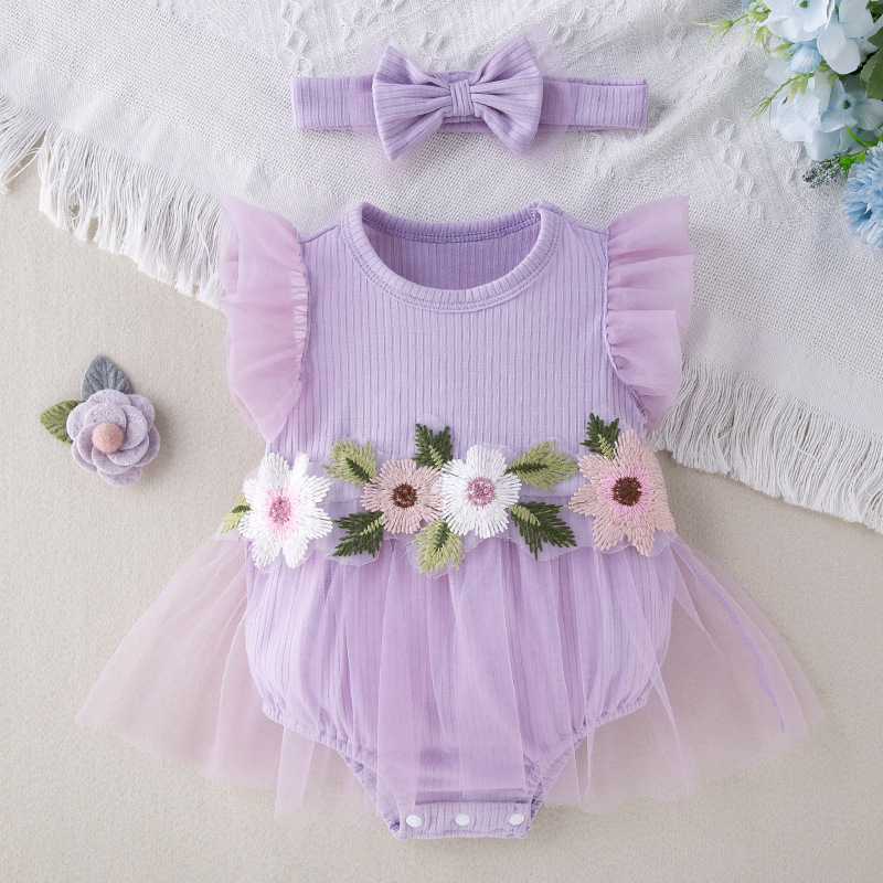 Baby Daisy Pastoral Bodysuit with Headband