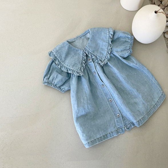 Baby Toddler Denim Lapel Dress
