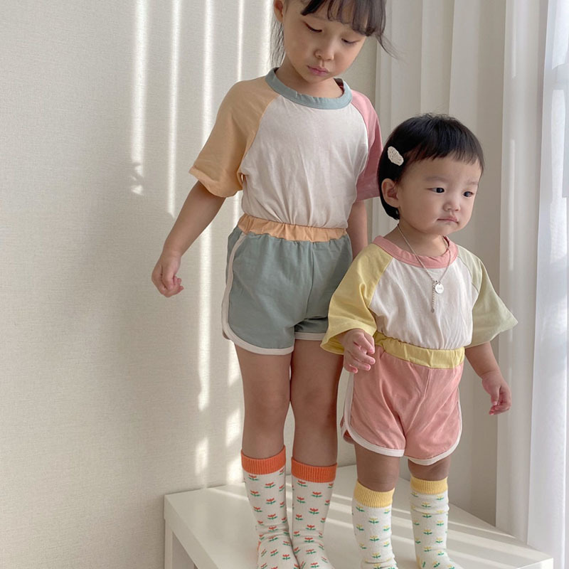 Baby Contrast Sleeves T-shirt & Shorts Set