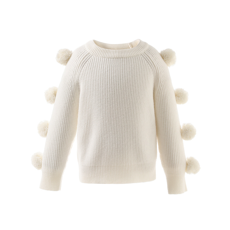 Kids Solid Color Sweet 3D Dot Knitted Sweater