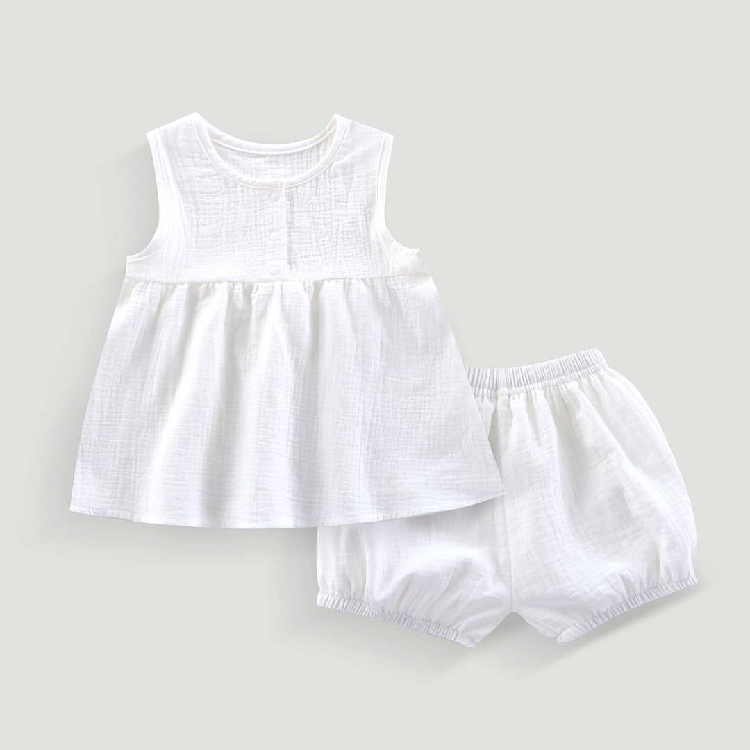 Toddler 2-Piece Solid Color Sleeveless Gauze Set