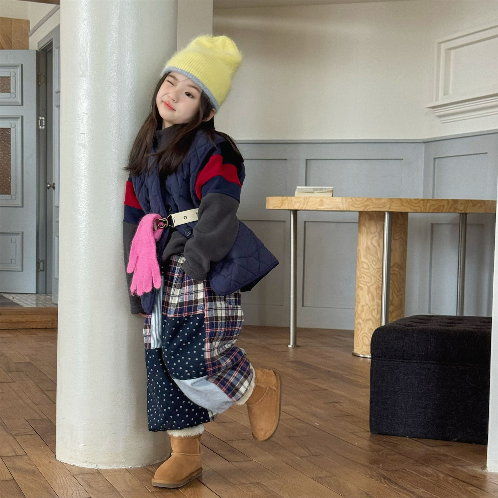 Kids Warm Patchwork Casual Pants