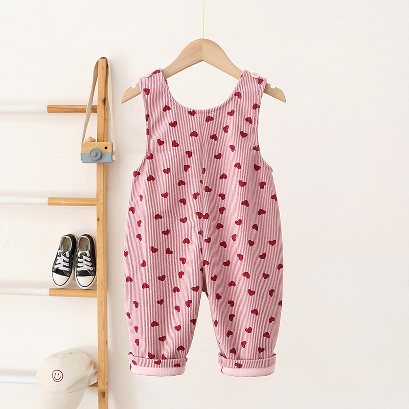 Baby Kid Heart Corduroy Overalls