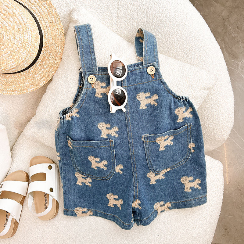 Kid Boy Bear Denim Overalls Shorts