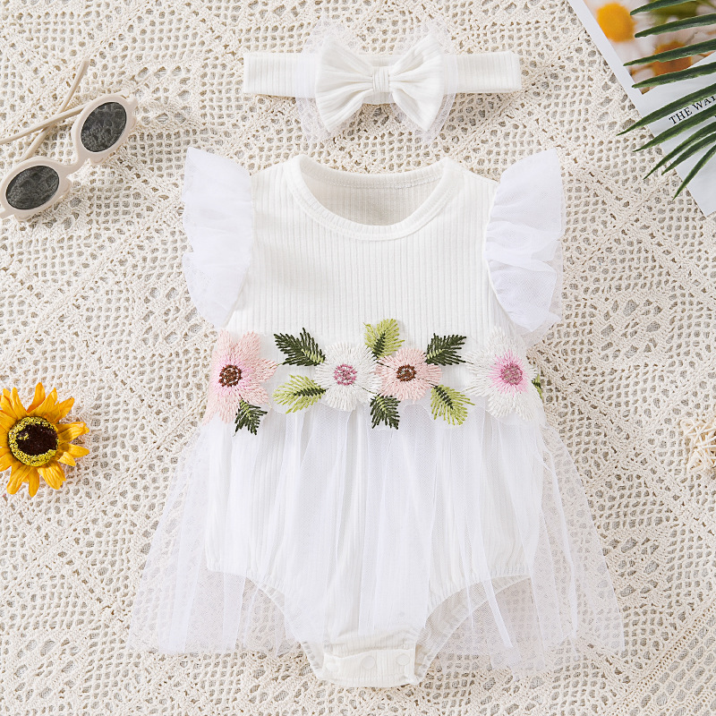Baby Daisy Pastoral Bodysuit with Headband