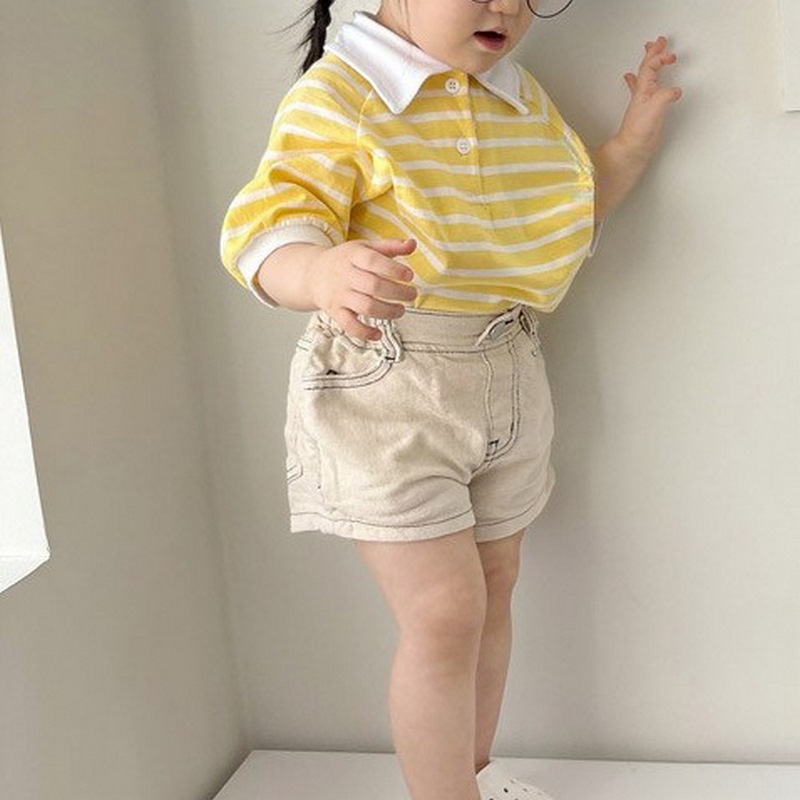 Baby Toddler White Lapel Striped T-Shirt