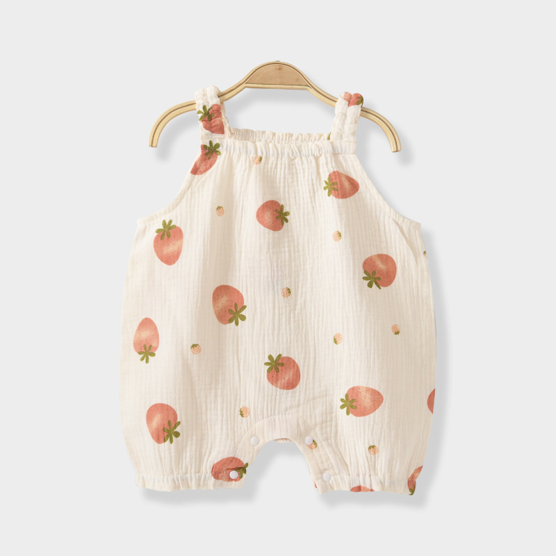Baby Strwberry White Romper With Hat