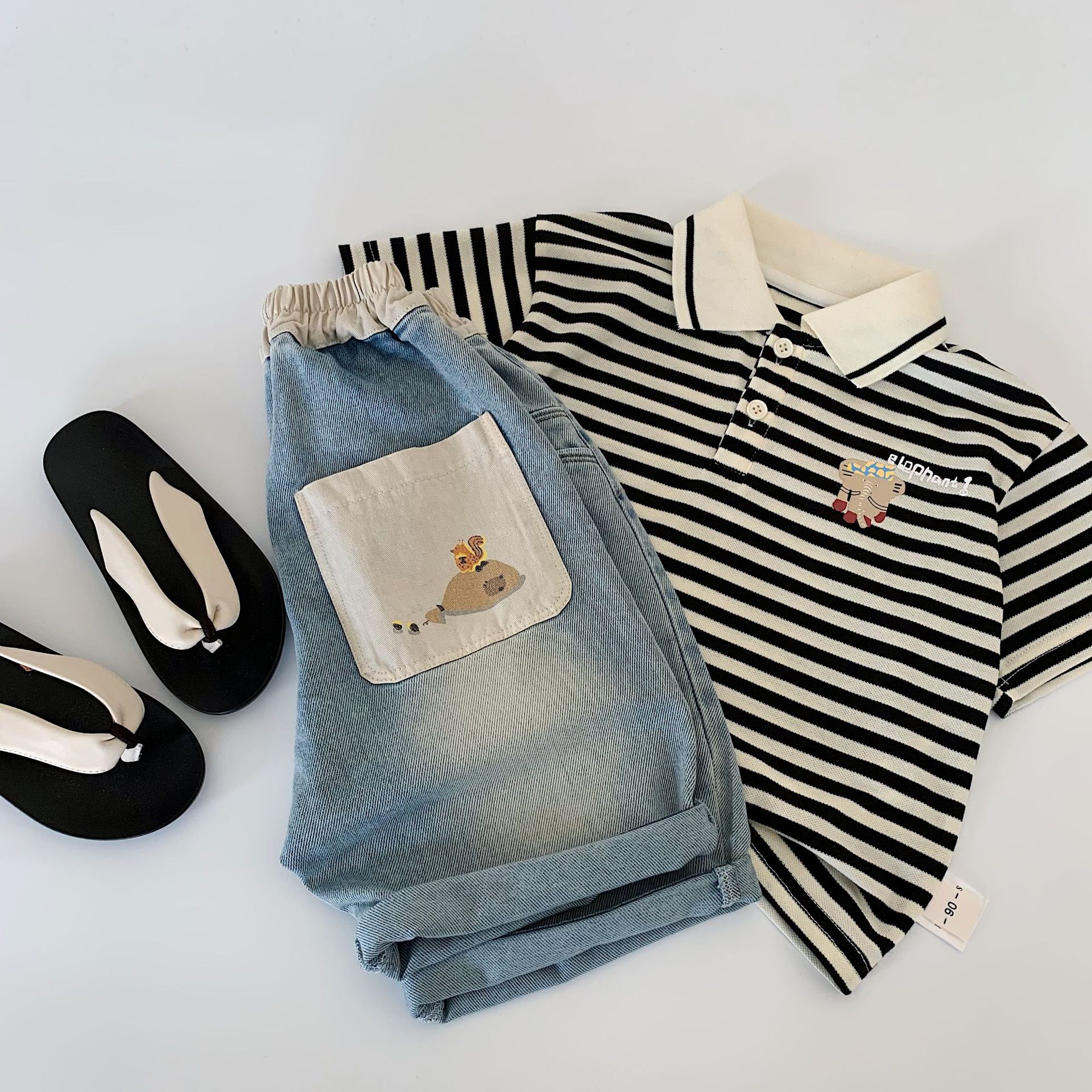 Toddler Boy Contrast Color Casual Loose Jeans