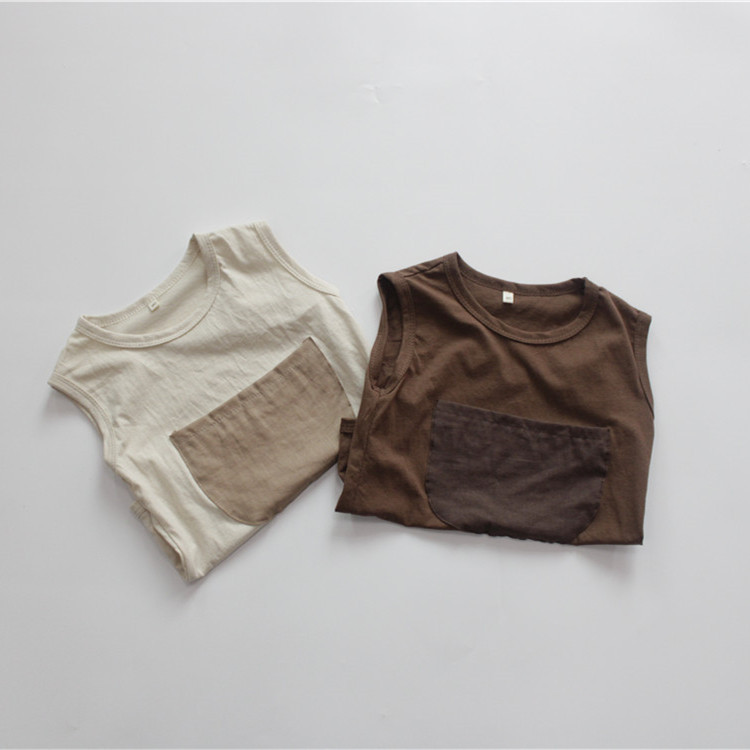 Toddler Contrast Color Big Pocket Tank Top