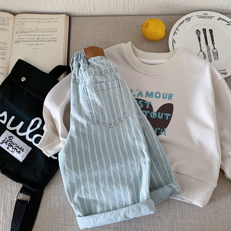 Kid Stripe Casual Denim Pants