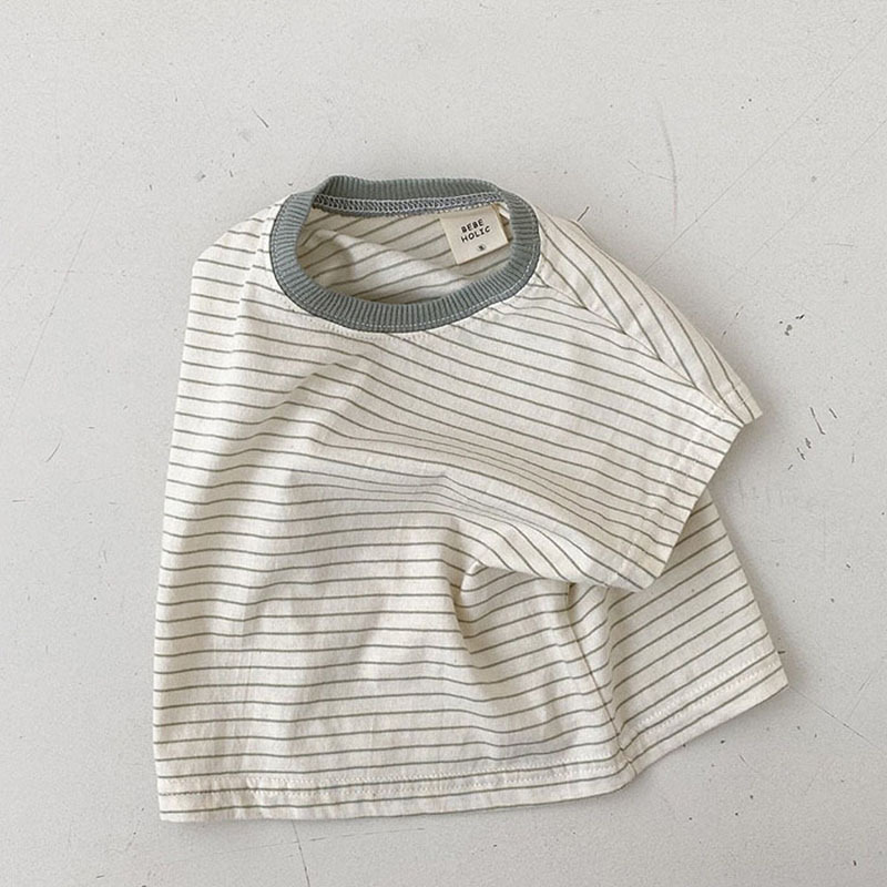 Baby Striped Contrast Collar T-Shirt