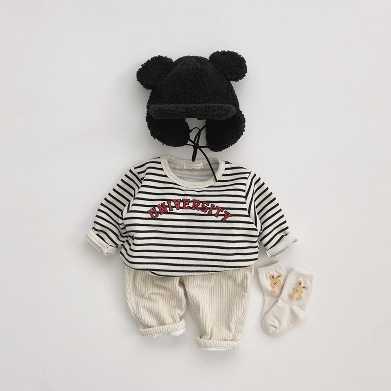 UNIVERSTY Baby Stripe Solid Color Sweatshirt