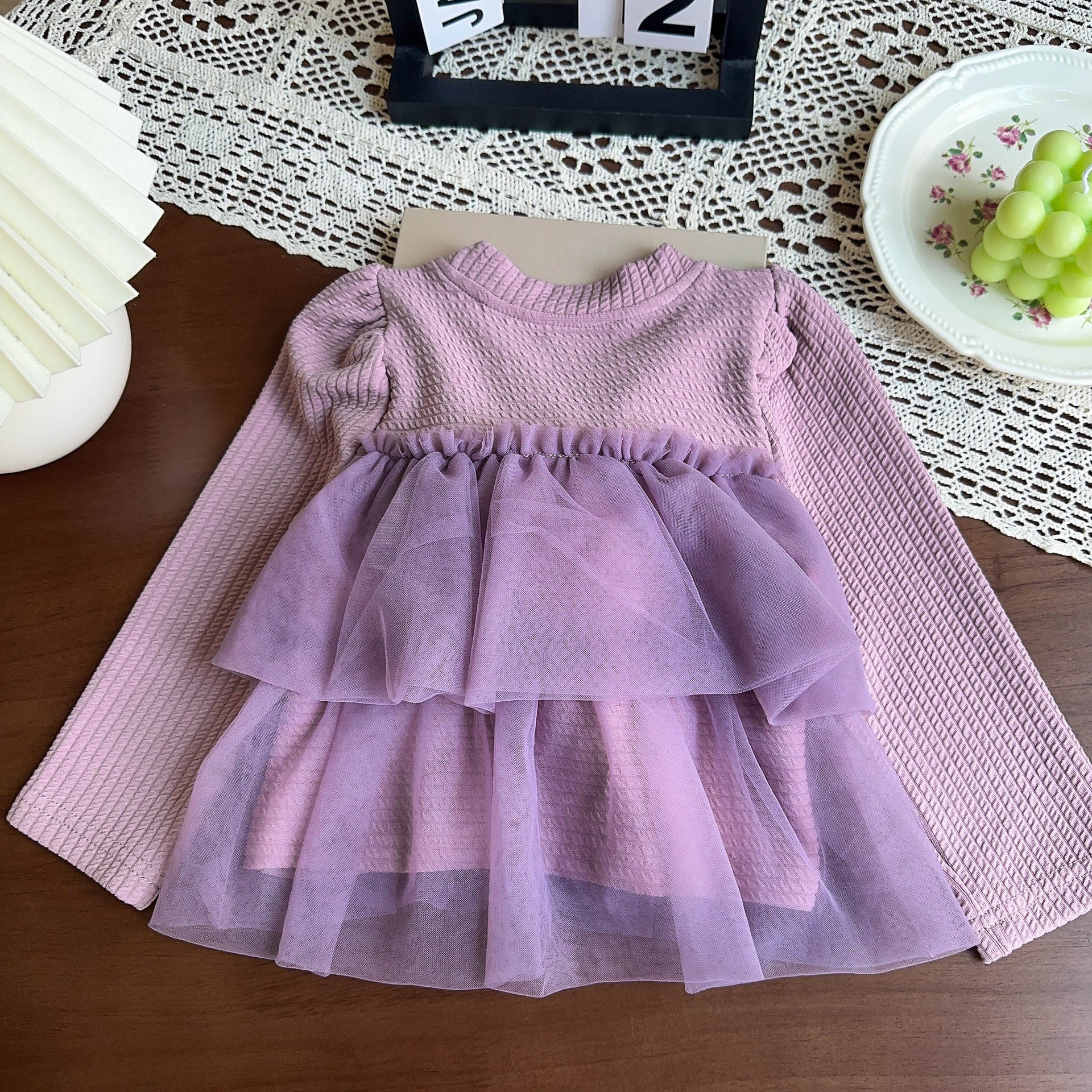 Toddler Girl Plush Heart Mesh Top and Pants 2-piece Sets