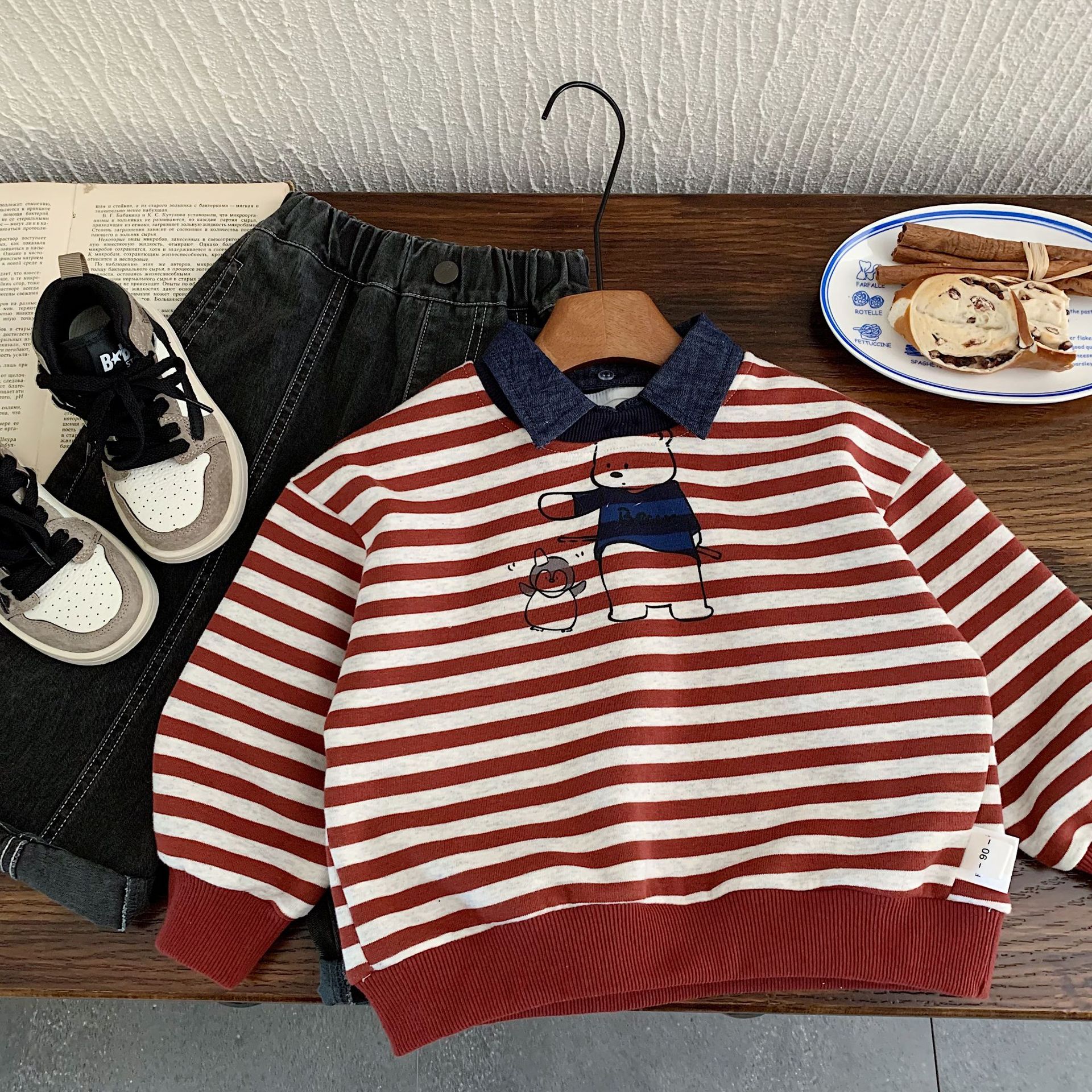 Kid Retro Stripe Polo Sweatshirt