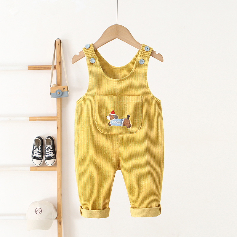 Baby Toddler Dog Embroidery Solid Color Romper
