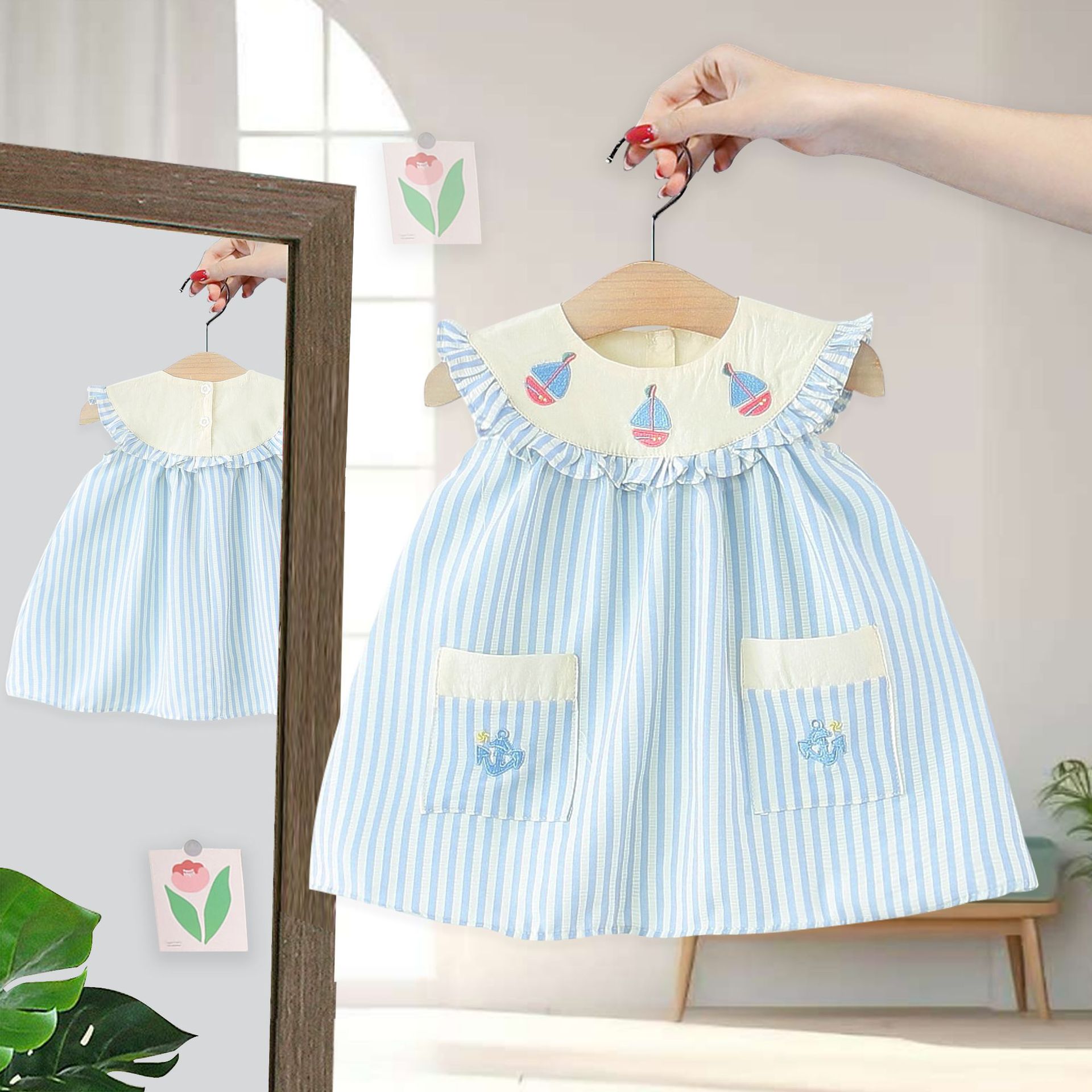 Baby Sailboat Striped Sleeveless Dress