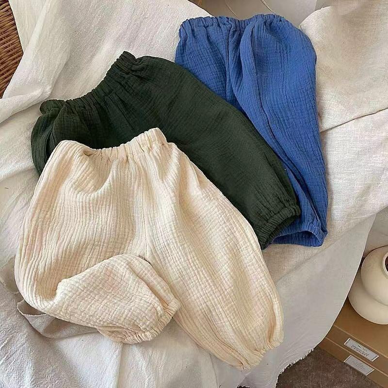 Toddler Gauze Solid Color Simple Pants