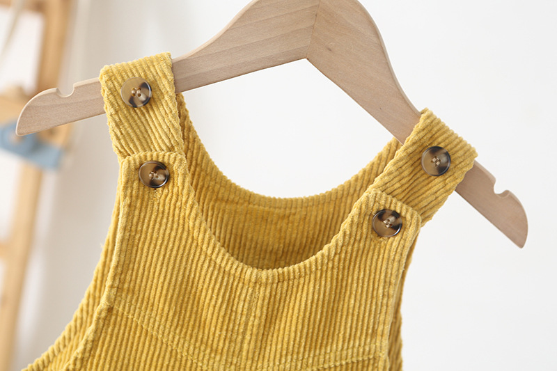 Toddler Solid Color Corduroy Neutral Overalls