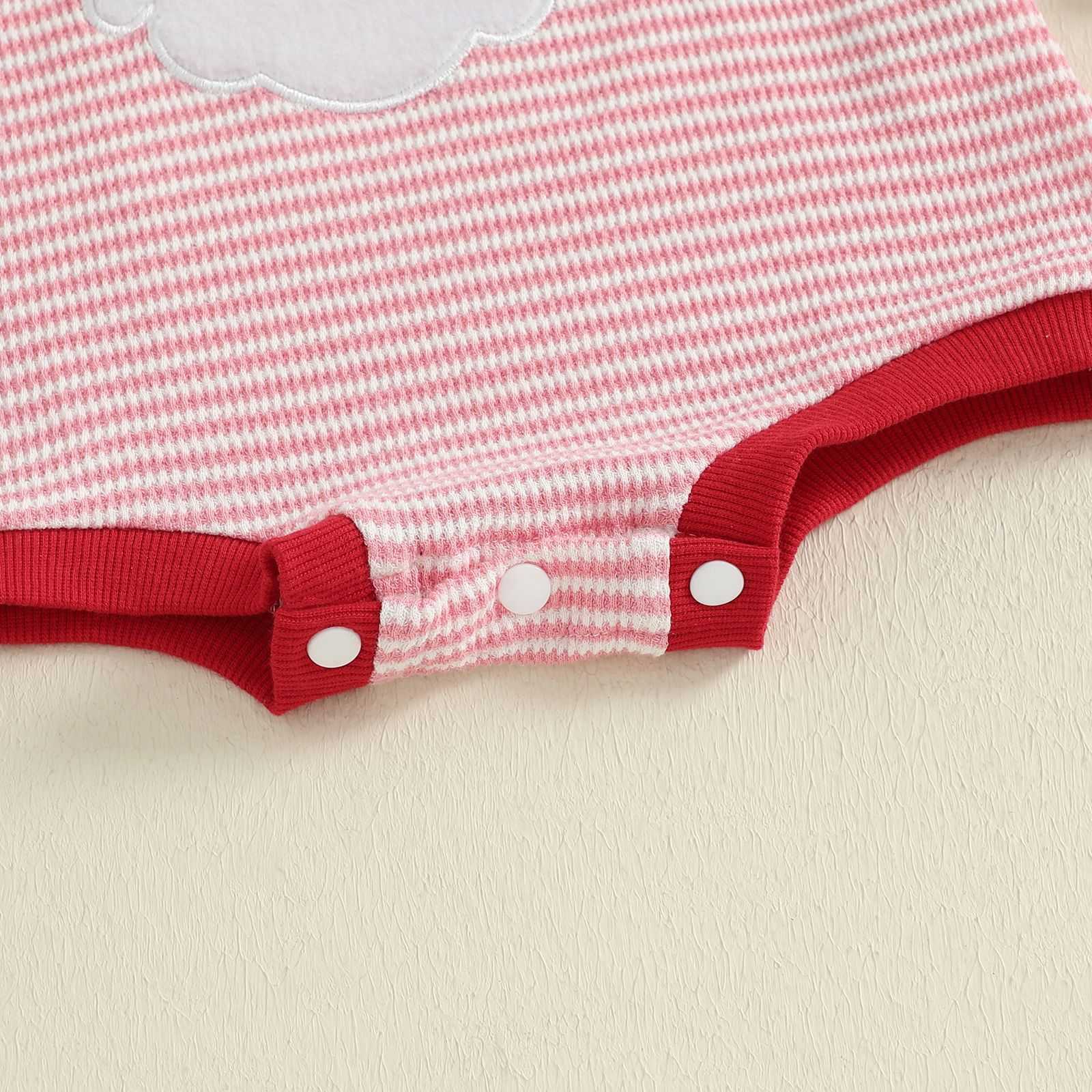 Baby Girl Christmas Santa Embroidery Stripe Bodysuit with Headband 2-Piece Set
